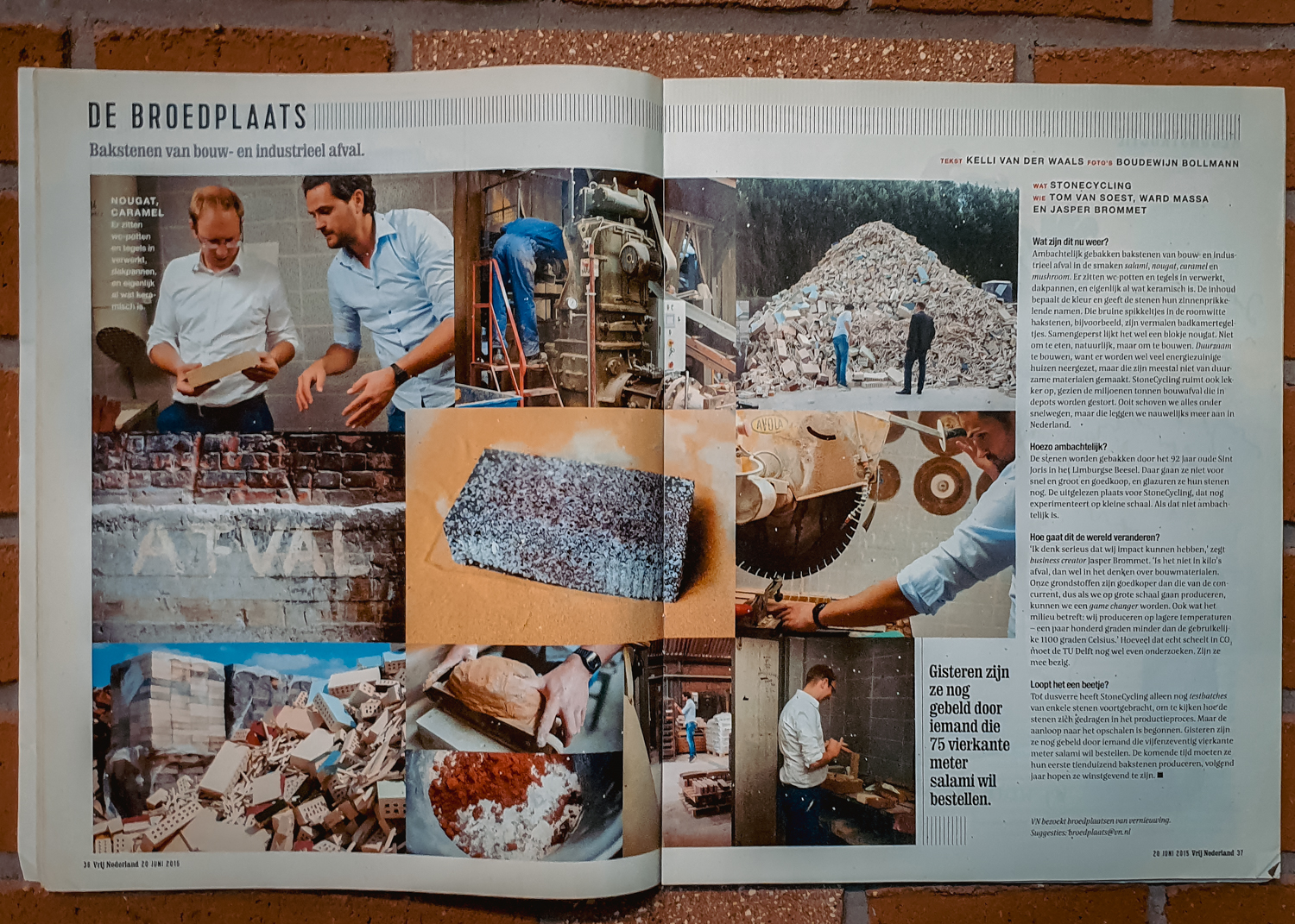 Vrij Nederland - StoneCycling Featured as Incubator of Innovation