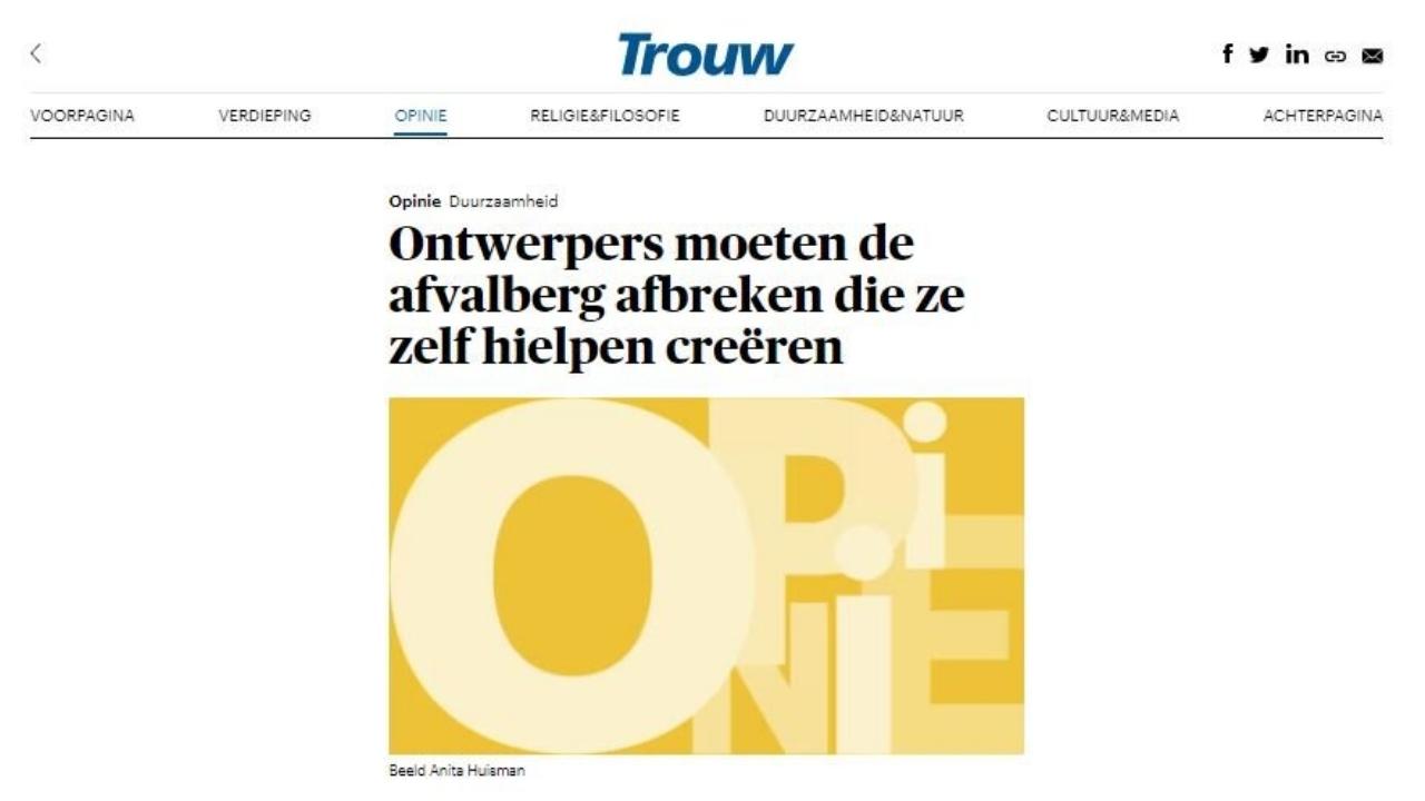 Trouw Newspaper - There is no time to waste