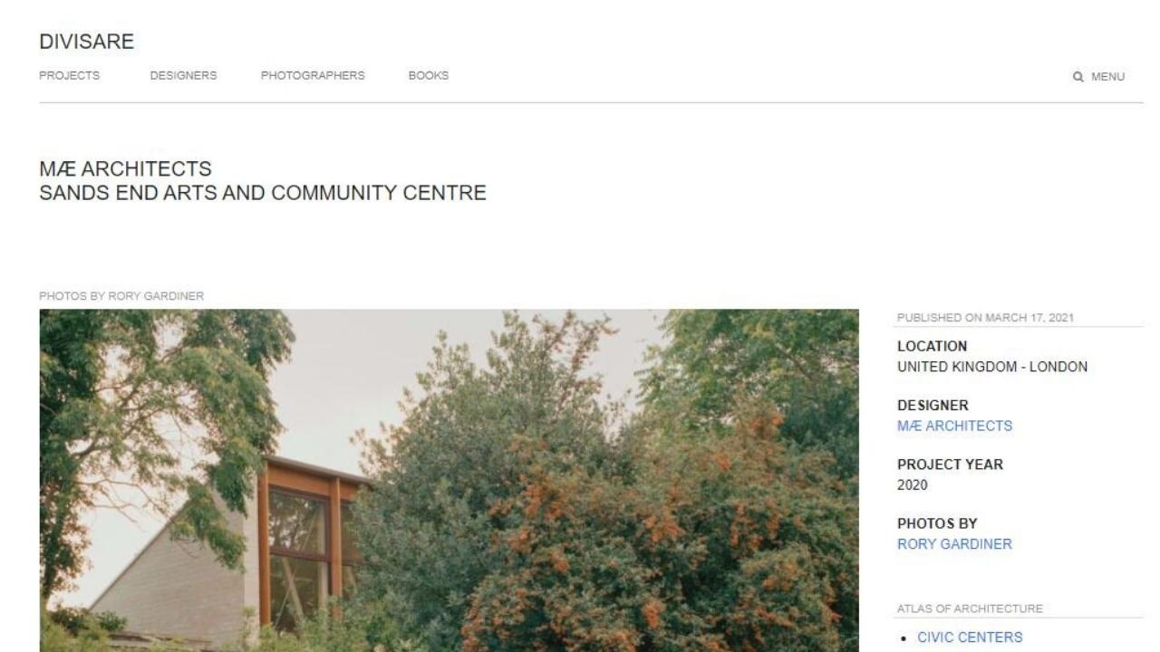 Divisare - Sands End Community Centre in London Feature