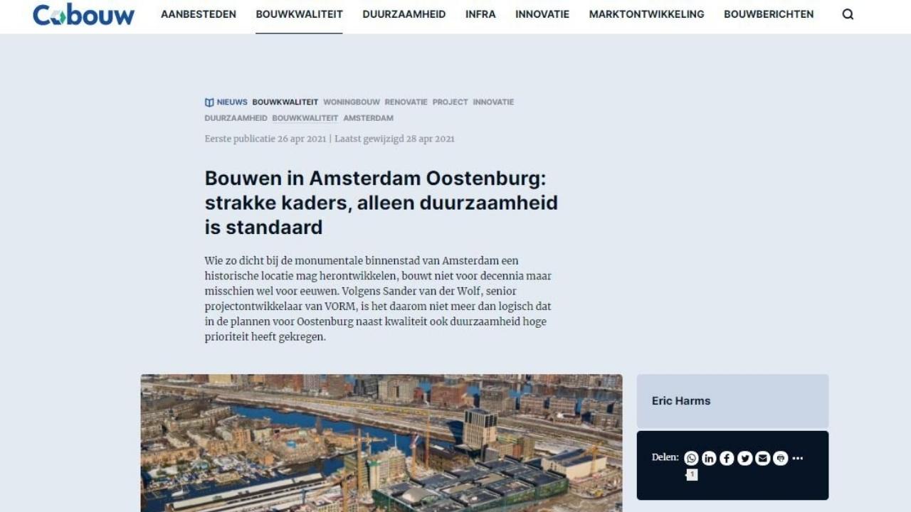 Cobouw.nl - Amsterdam Oostenburg Project Feature
