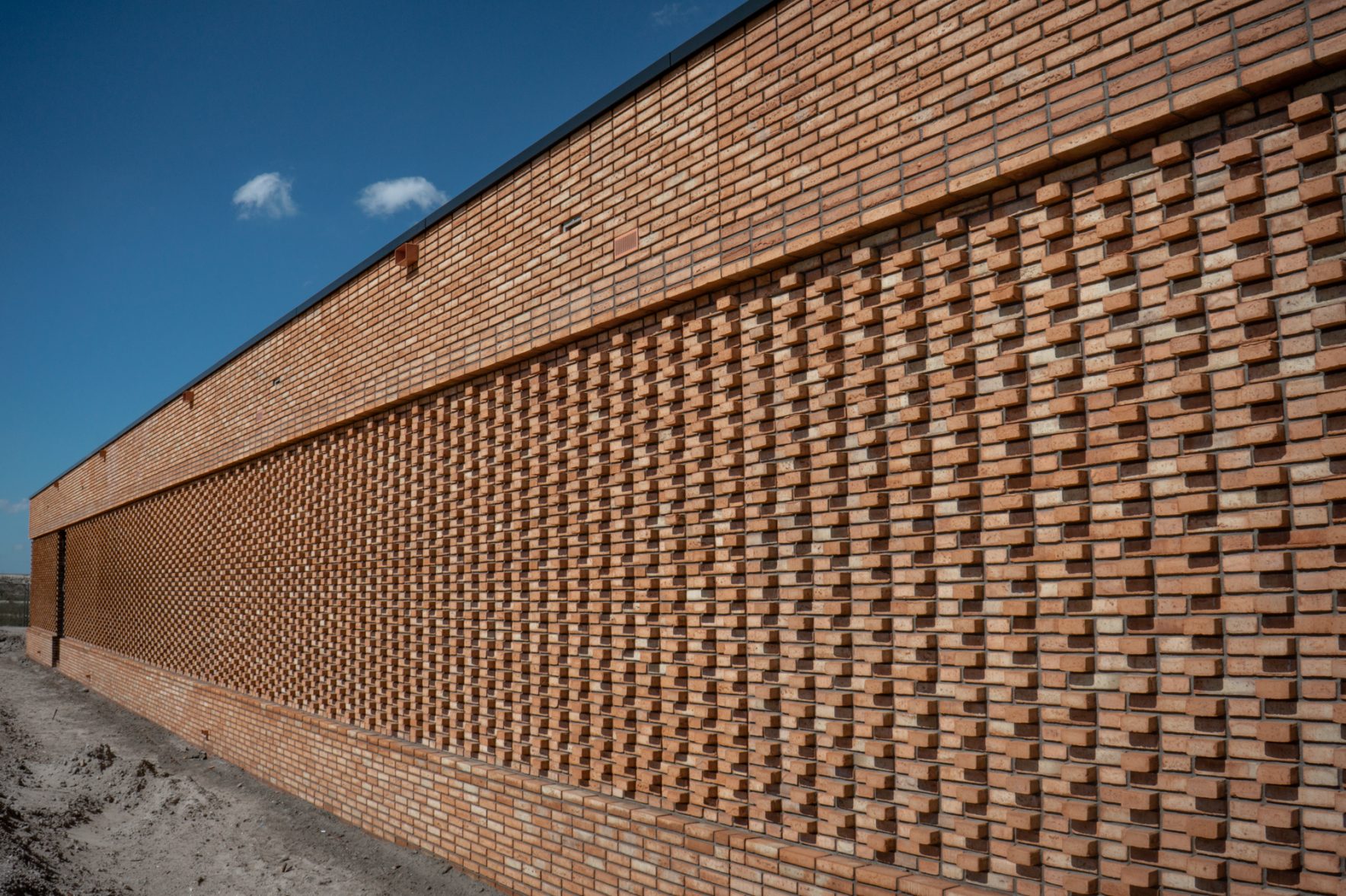 Substation in Orange Brick from Waste at Amsterdam IJburg || StoneCycling