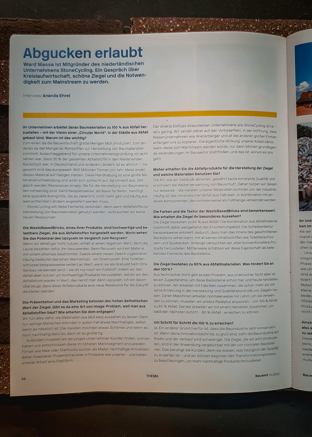 Bauwelt Praxis Magazine || StoneCycling