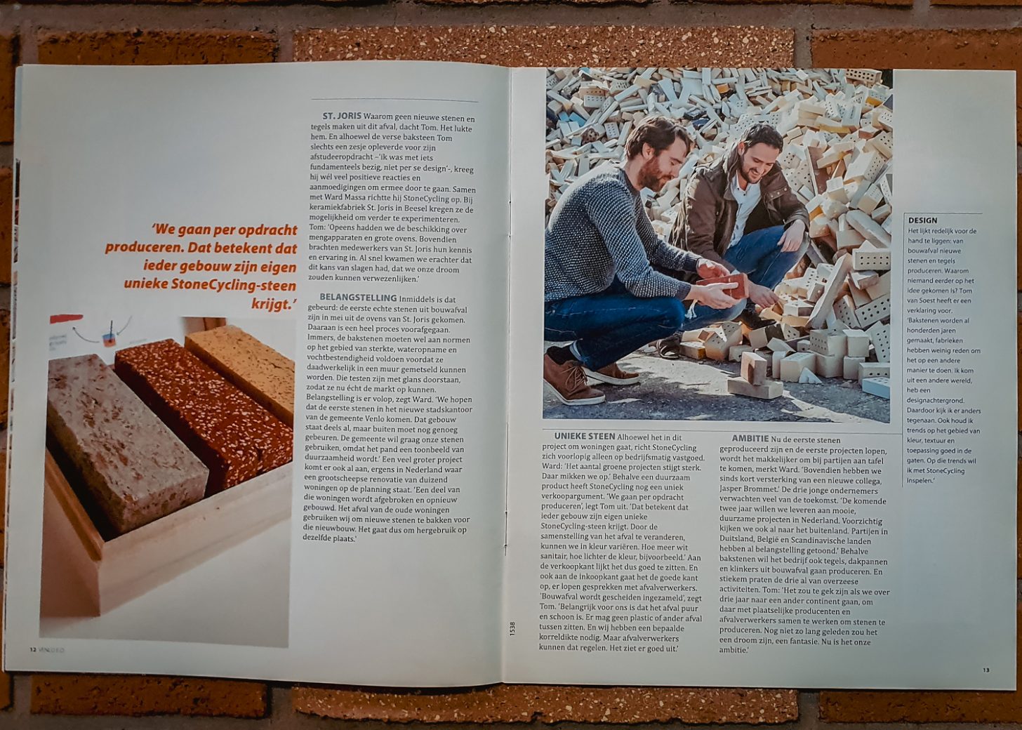 Dichterbij Rabobank Magazine - Bricks from Construction Waste