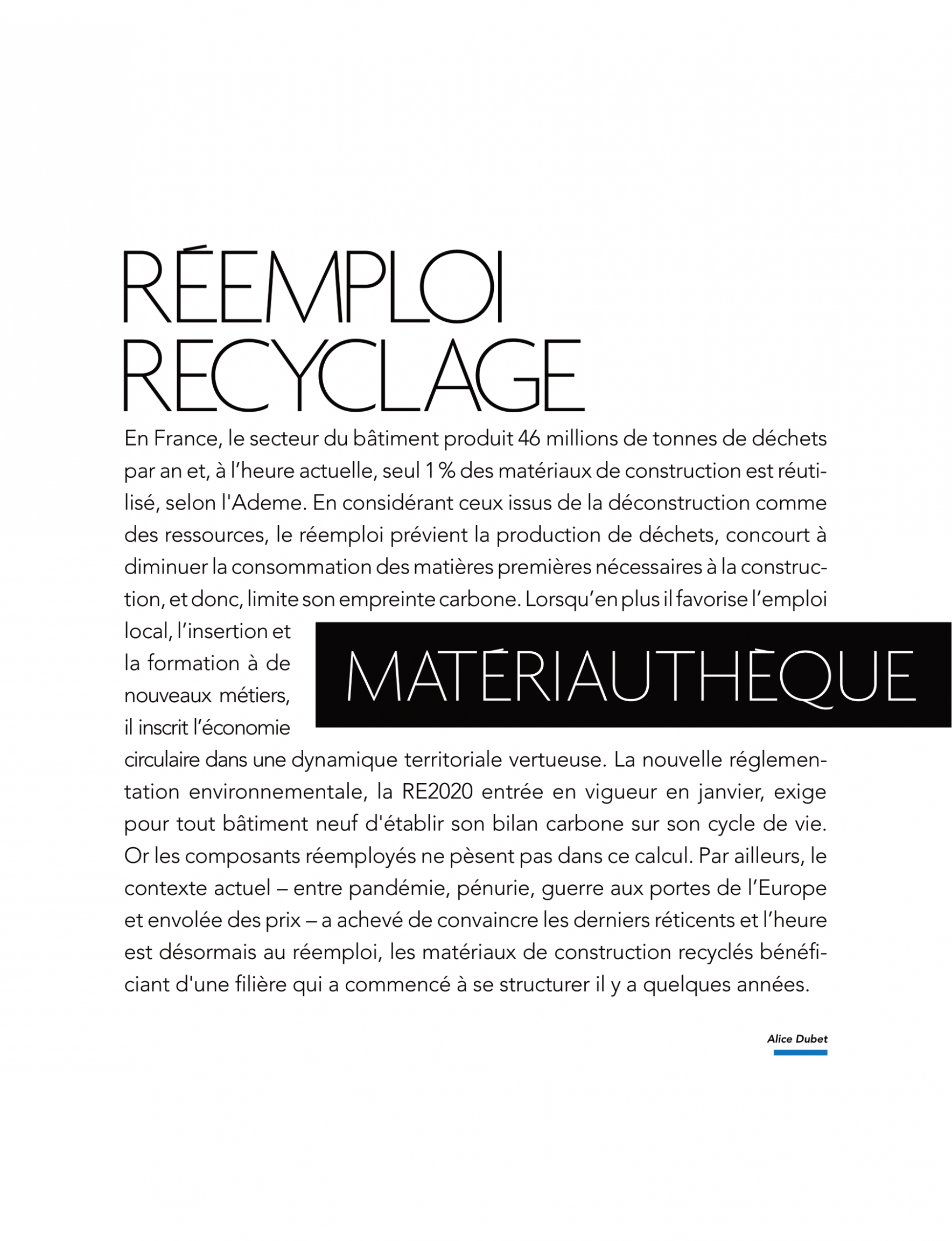 AMC Architecture - StoneCycling in "Matériauthèque" Column French Magazine