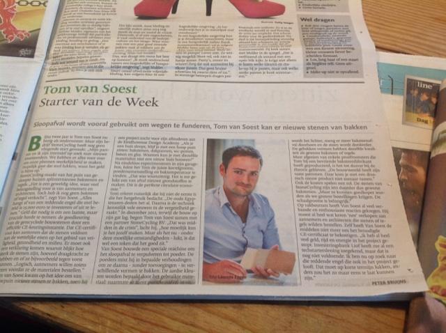 StoneCycling Founder Tom van Soest in De Limburger Newspaper