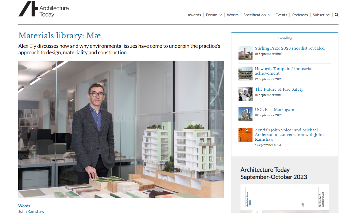 StoneCycling Products Featured in Materials Library: Mæ on Architecture Today