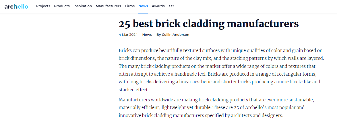 StoneCycling One of 25 Best Brick Cladding Manufacturers - Archello