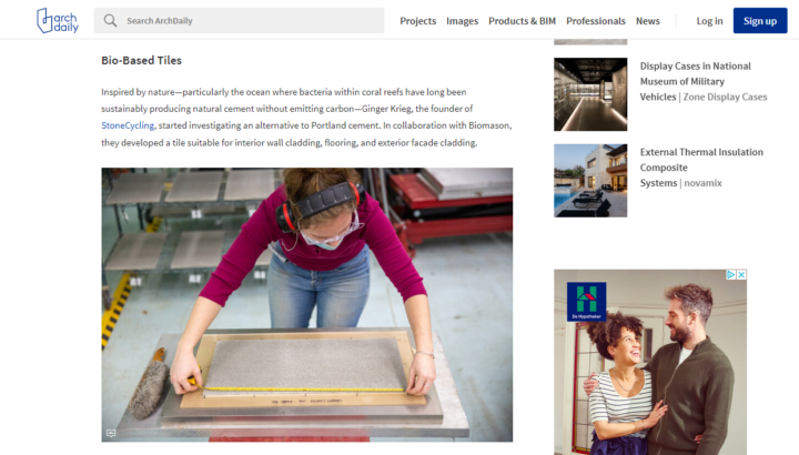 Bio-Based Tiles Featured on ArchDaily