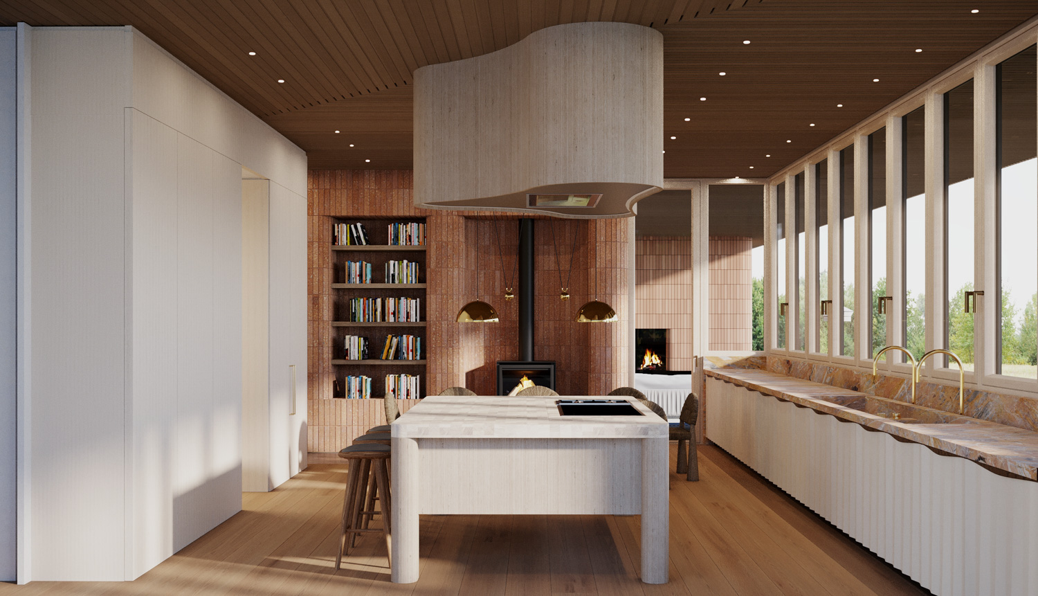 Custom-Shaped Bricks at Watershed House in New York State || FRONT