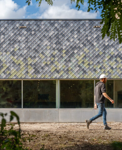 Pretty Plastic Panels at Tongelreep National Swimming Centre in Eindhoven, The Netherlands || FRONT Materials