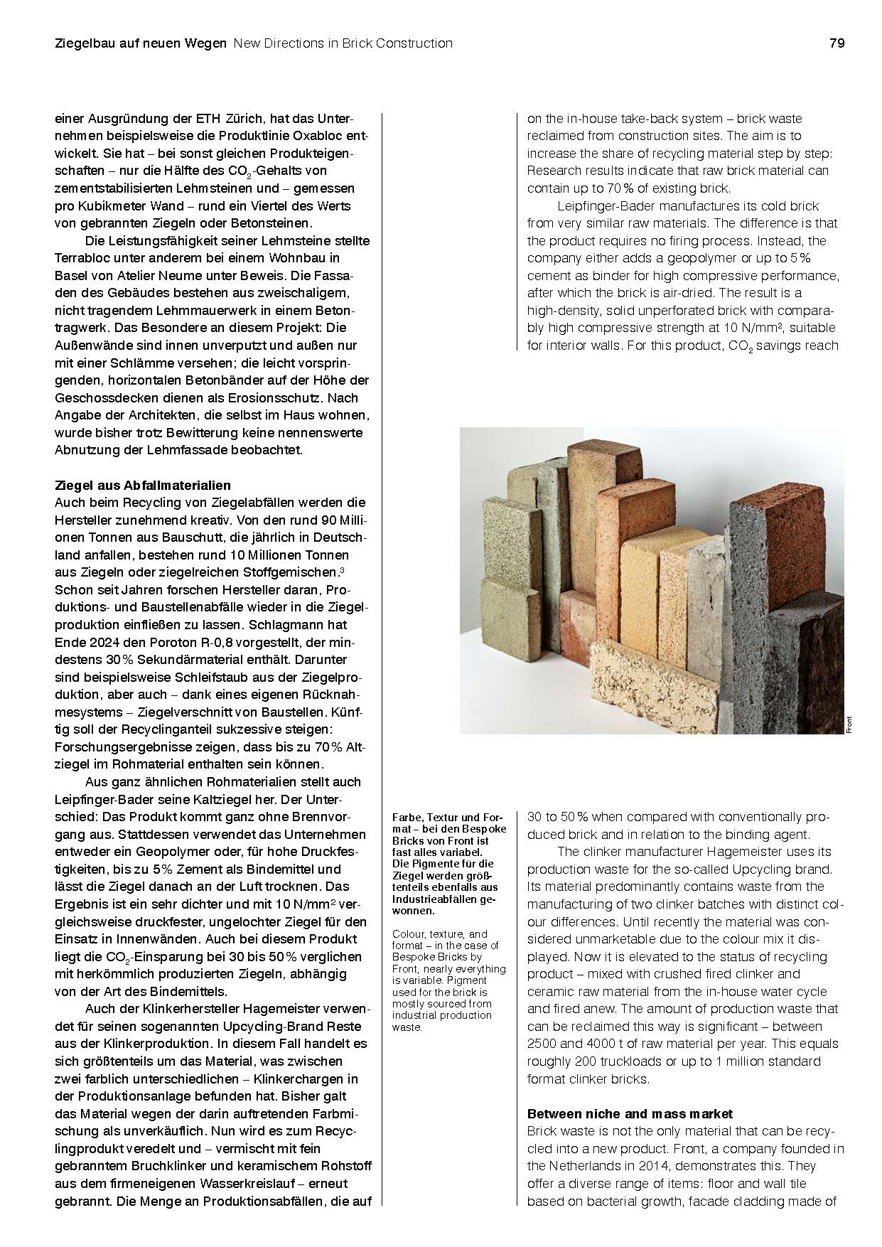 WasteBasedBricks in DETAIL Magazine: “New Directions in Brick Construction” | FRONT Materials