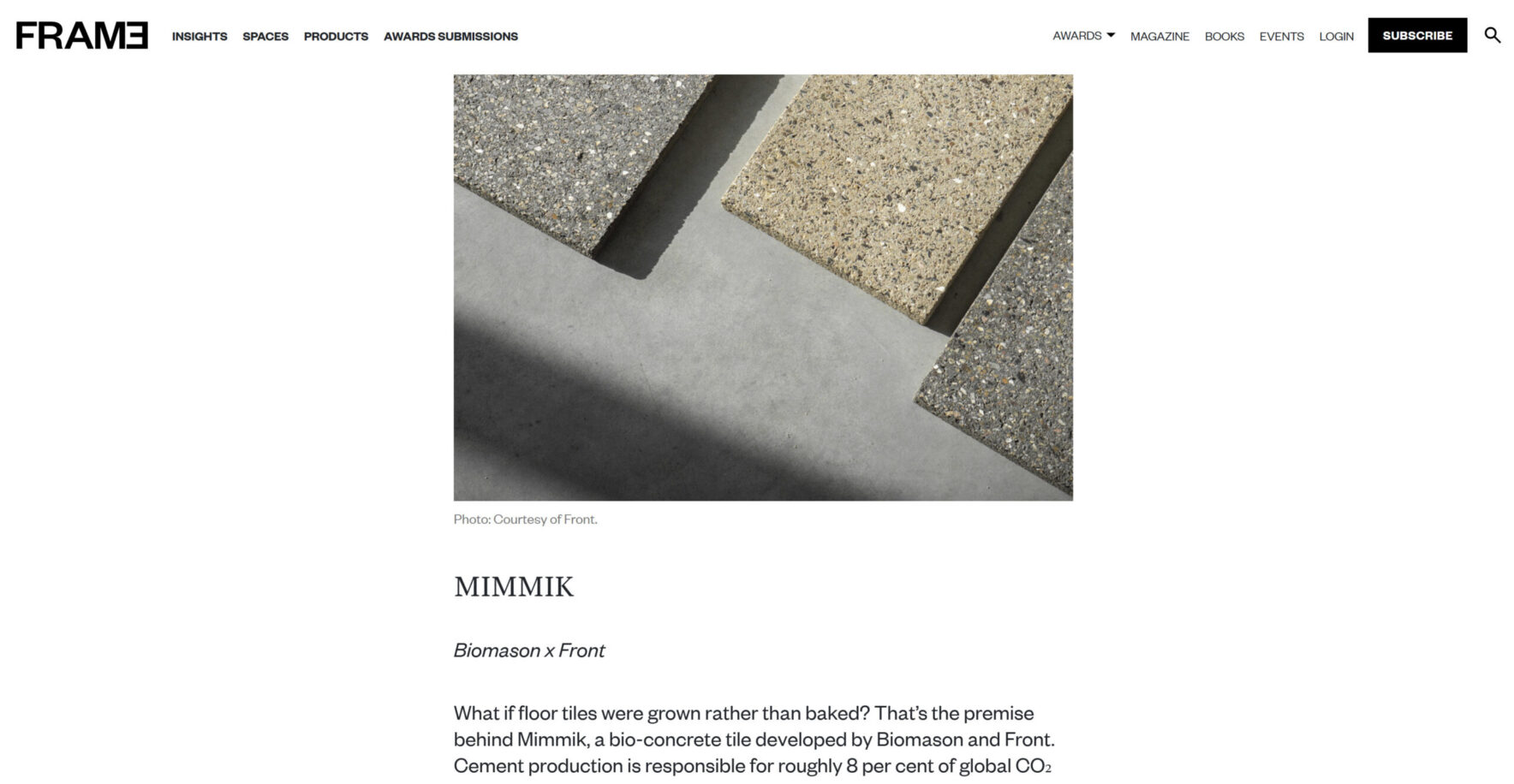 Mimmik Tile Features as Flooring Innovation in FRAME Magazine