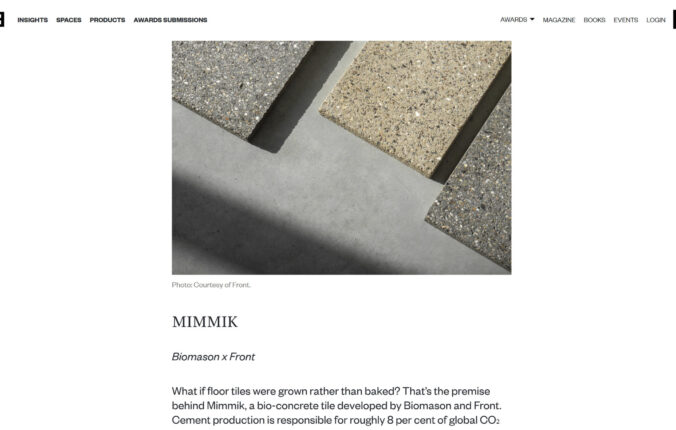 Mimmik Tile Features as Flooring Innovation in FRAME Magazine