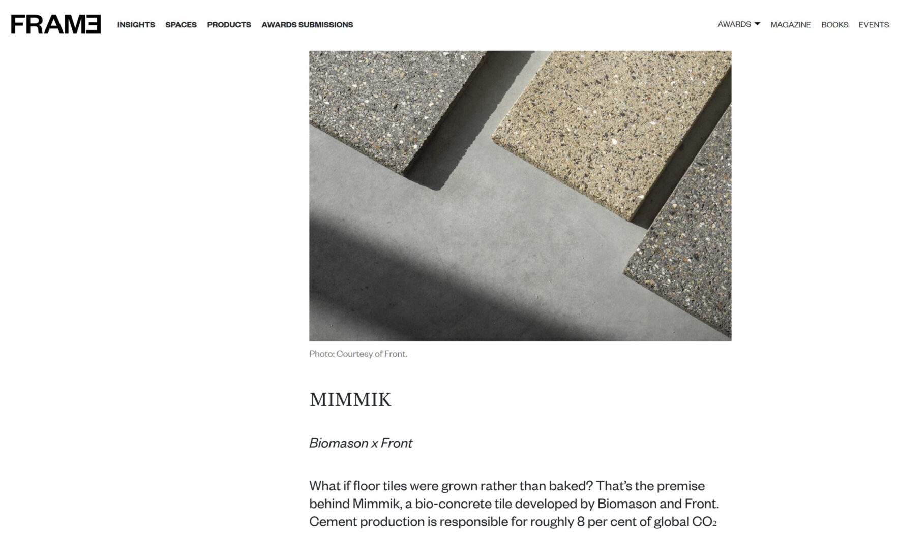 Mimmik Tile Features as Flooring Innovation in FRAME Magazine
