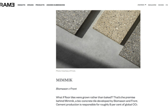 Mimmik Tile Features as Flooring Innovation in FRAME Magazine