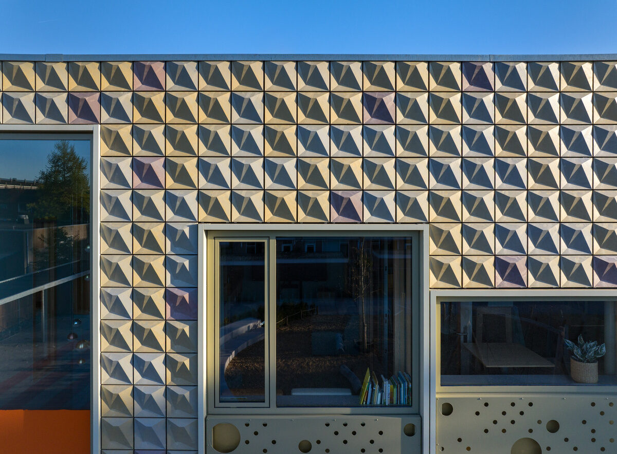 Second High Pretty Plastic Panel Facade at School in Alphen aan de Rijn, the Netherlands